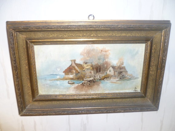 油絵 昔のドイツ・ミュンヘン風景 （ロマンチックな風景