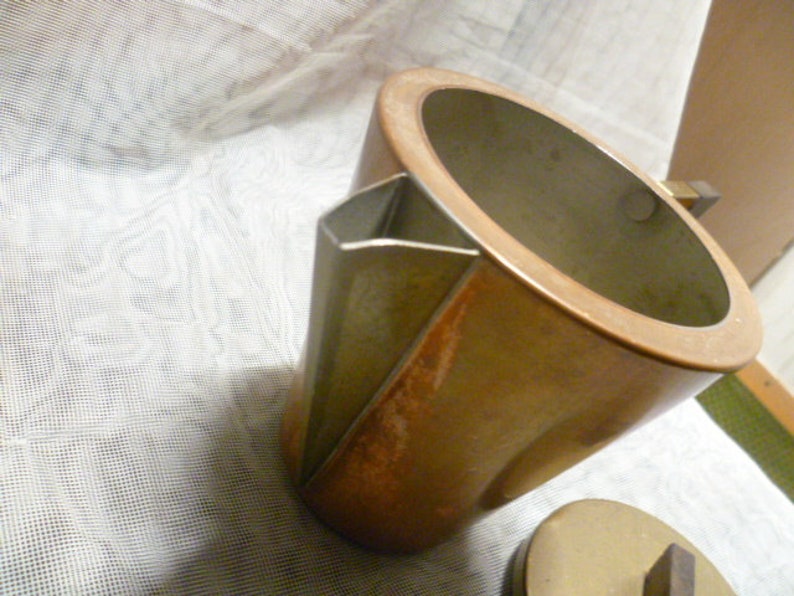 Teapot Copper Brass Mahagony Handle 4050s MID CENTURY SPACE Rockabilly Era Wagner Esslingen Cocoa