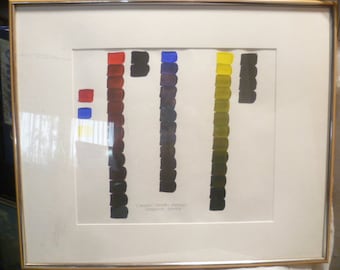 Colour palette &quot; Oil on paper &quot;Colours of the first degree broken black&quot; Painter of the modern age around 1980 Dimensions in frame; 62 cm X 52 cm