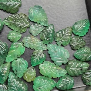 Natural Emerald Carved Leaf Shape Beads Emerald Leaf Carving beads Emerald Gemstone Carved  Leaf Beads  Emerald briolette carving Beads