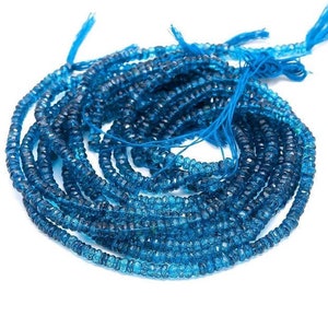 London Blue Topaz Faceted Rondelle Beads Natural Blue Topaz Beads  Blue Topaz Coated rondelle Beads Topaz Gemstone beads Wholesale beads
