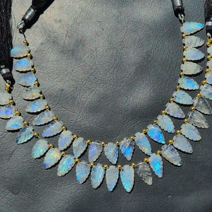Rainbow Moonstone Carved Leaf Pear Briolette  Natural Moonstone Leaf Shape beads, Rainbow Moonstone Carved gemstone Moonstone Carving Leaf