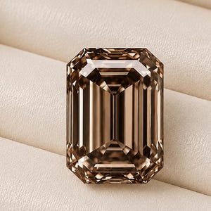 Diamante cultivado em laboratório, diamante criado em laboratório na cor champanhe, diamante de lapidação esmeralda de cor sofisticada para fabricação de joias, diamante moissanita VVS1 9 x 11 mm.
