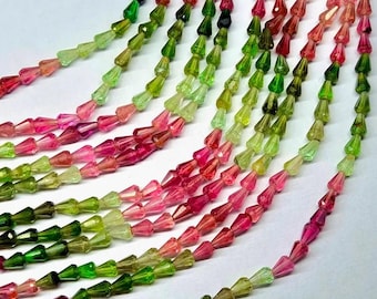 Cuentas de turmalina rectas en forma de gota Cuentas de turmalina facetadas en forma de gota Cuentas de turmalina multibriolette Cuentas de turmalina al por mayor