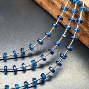 London Blue Topaz Coated  Rondelle Beads Natural Blue Topaz Beads  Blue Topaz Coated rondelle Beads Topaz Gemstone beads Wholesale beads