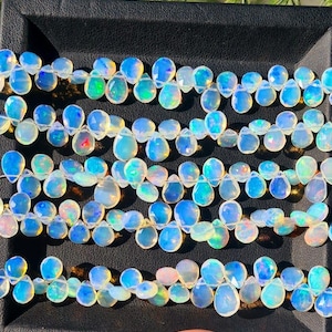 Ethiopian Opal Faceted Pear Shape Beads| Ethiopian Opal Briolette beads, Opal Gemstone beads, Opal Pear beads for Necklace,Wholesale Beads.