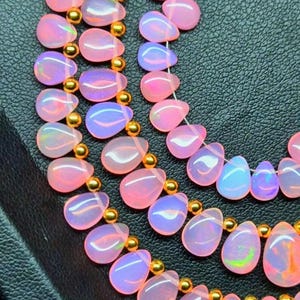 Ethiopian Opal Smooth Pear Shape Beads| Ethiopian Pink Opal smooth beads, Opal Gemstone beads, Opal nuggets beads Wholesale Beads *8 inch*
