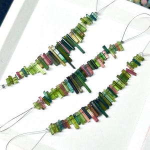 Multi Tourmaline Sticks Beads| Tourmaline Minerals, Multi Tourmaline Crystals, Watermelon Tourmaline Raw Beads, Tourmaline Drilled Sticks.