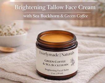 Tallow Face Cream for Brightening | Sea Buckthorn & Green Coffee Facial Moisturizer | Natural Anti Aging Face Cream