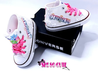 Custom Bear Converse, Kids Custom Shoes, Bear Theme Birthday, Personalized Converse, Baby Birthday Shoe