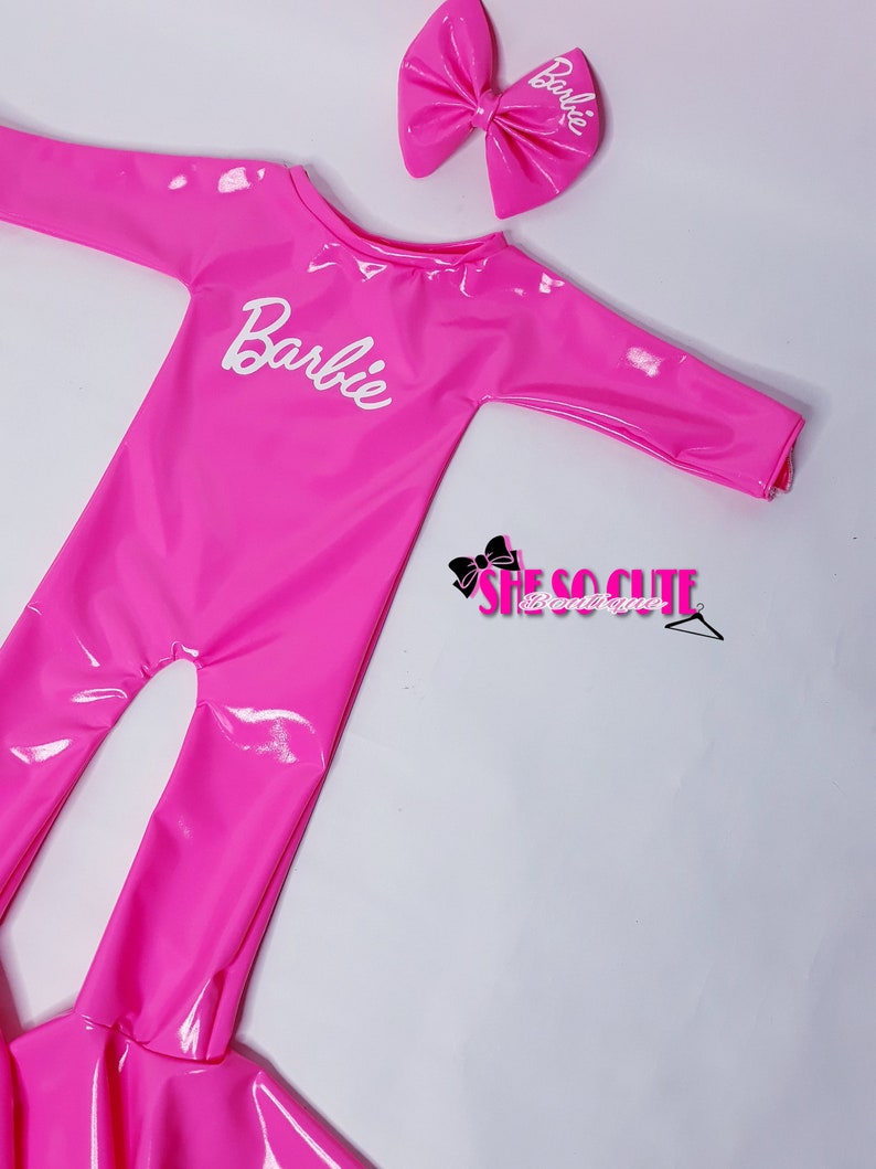 Girl Custom Birthday Outfit Barb Girl Party Theme Custom Pink Barb Jumpsuit Girl Bell Bottoms