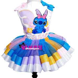 Stitch Tutu Set, ANY THEME, Double Ribbon Trim Tutu, Character Tutu Set