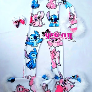Stitch, Angel Fur Jumpsuit, ANY THEME Birthday Set, Baby Girl Outfit, Custom Theme Kids Set, Cartoon Jumpsuit Set, Girl Birthday Outfit