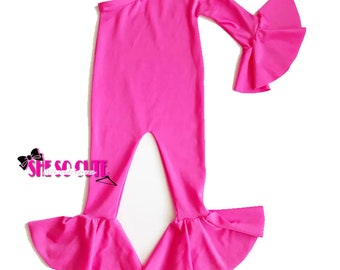 White Bell Jumpsuit, Baby Girl Romper, Bell Sleeve Jumpsuit, Girl Bell Bottom, Birthday Outfit, Baby Flare Pant