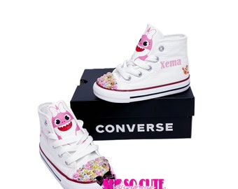 Custom Bling Shark Converse, ANY THEME, Shark Theme Converse, Kids Custom Converse, Birthday Kid Shoes, Personalized Converse