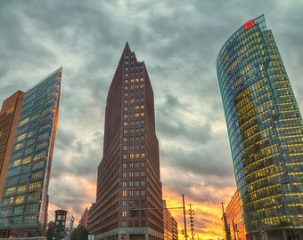 Photo Poster Canvas Print or Hard Foam Berlin Potsdamer Platz Germany Building Architecture HDR Modern Office Skyscraper Custom Sizes large