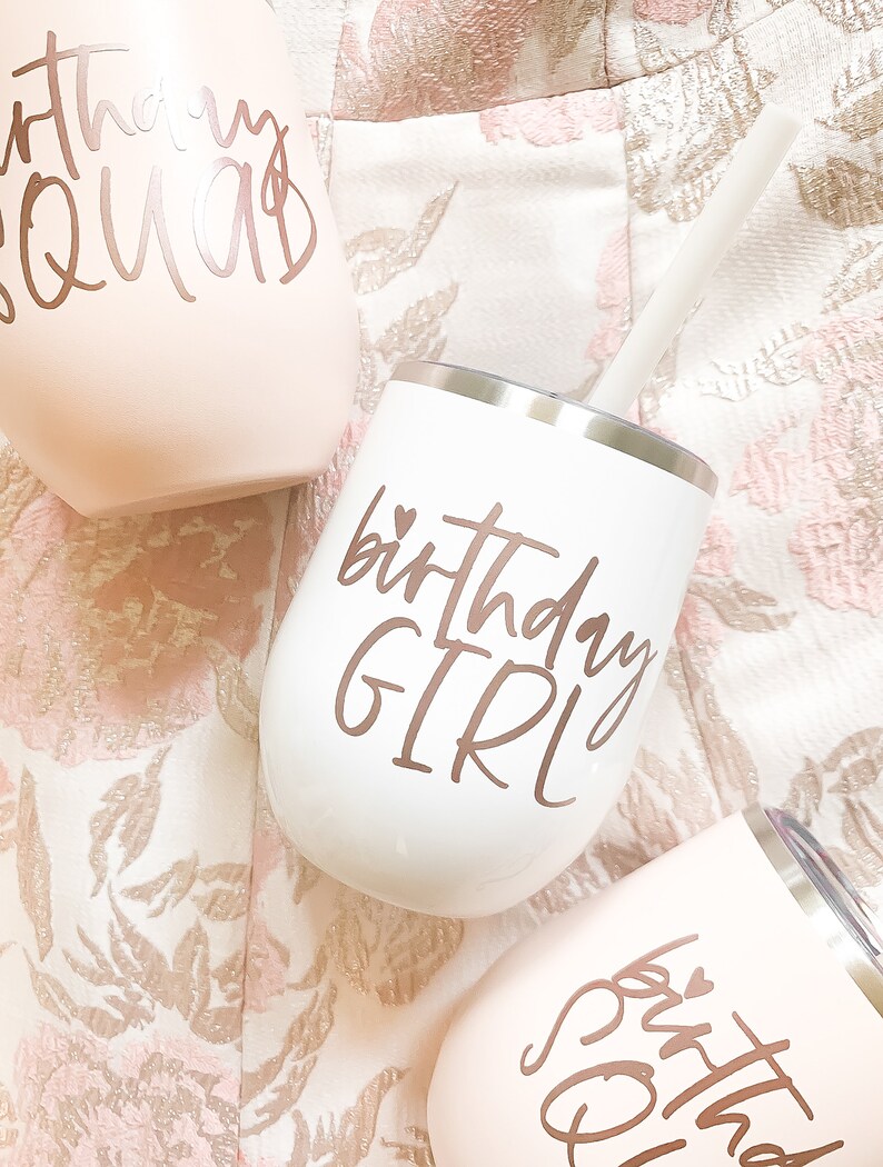 Birthday Girl Wine Tumbler Birthday Squad Wine Tumbler 21st Etsy
