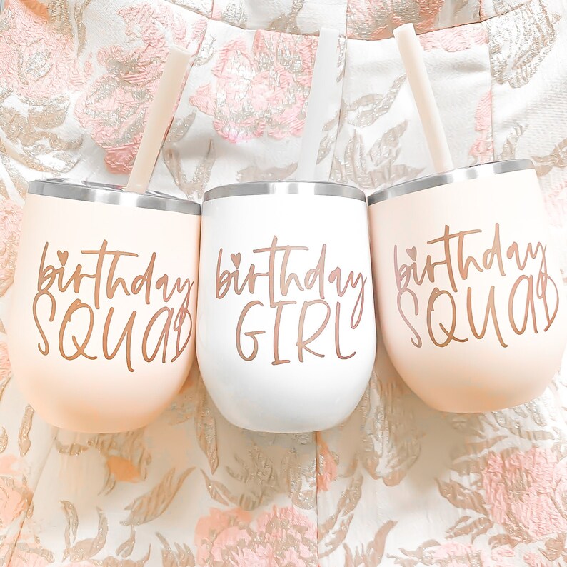 Birthday Girl Wine Tumbler Birthday Squad Wine Tumbler 21st Etsy