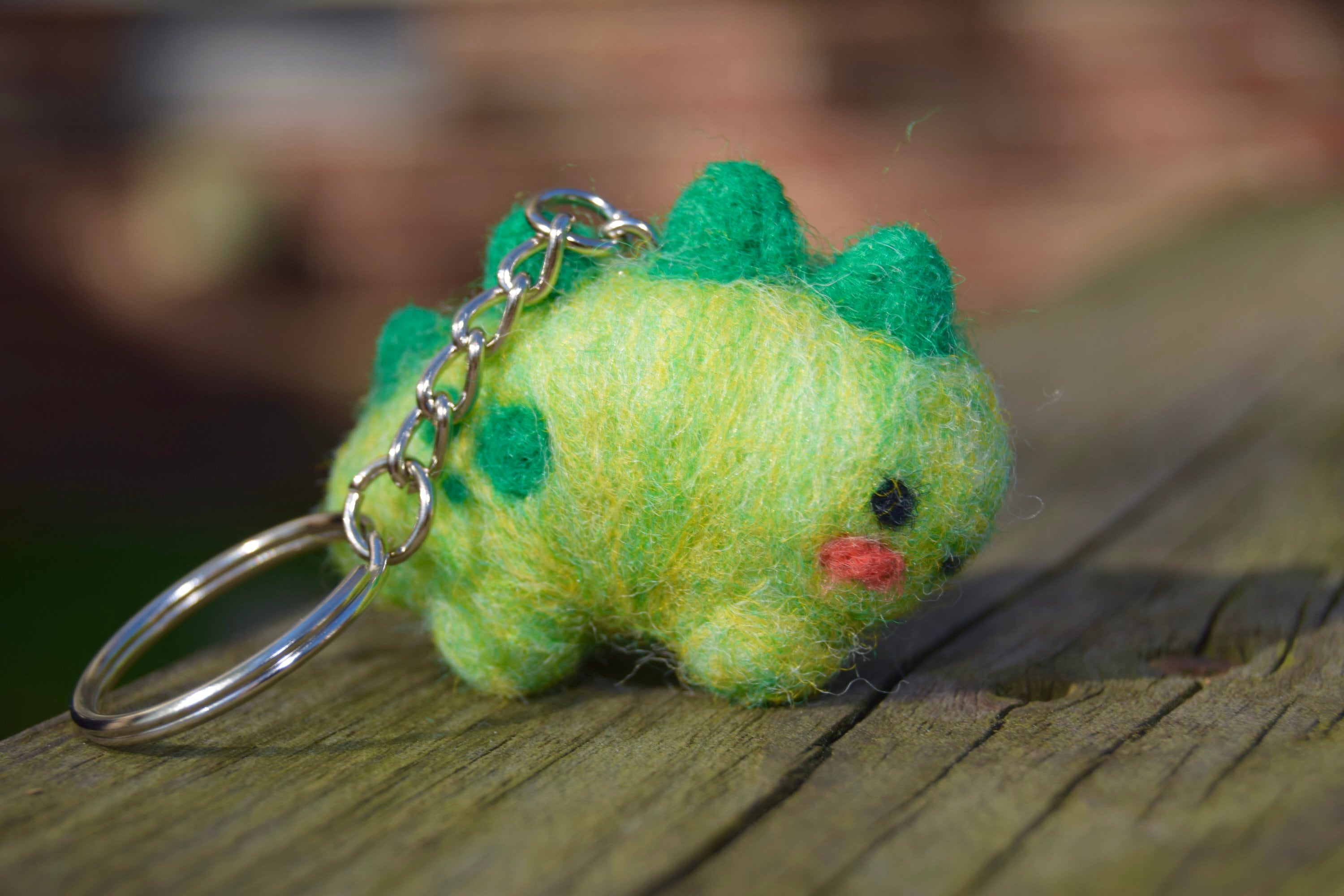 Stegosaurus Needle Felted Keychain Dinosaur Keychain Etsy