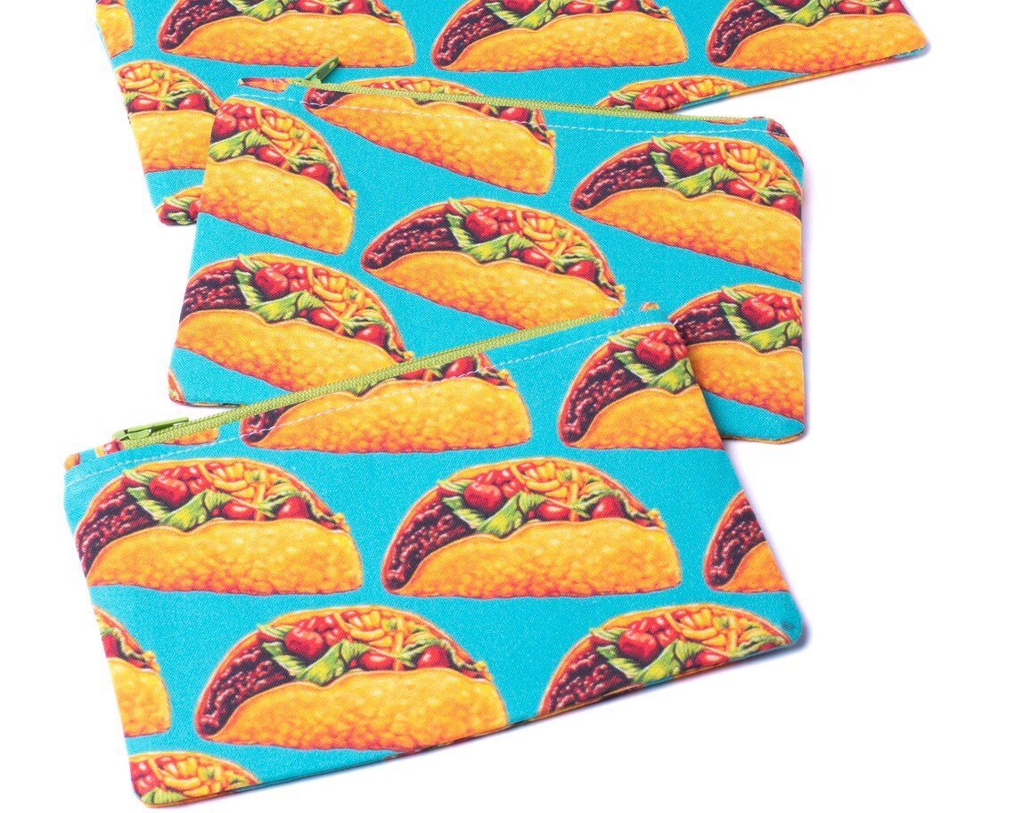 Taco Zipper Pouch / Zippered Bag / Taco Makeup Bag / Travel Etsy