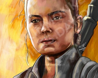 Rey TFA - Digital Sketch Painting PRINT