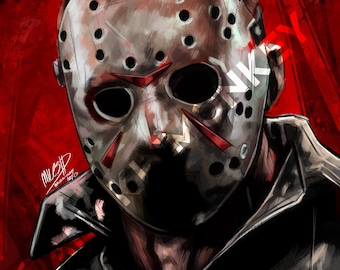 Jason Voorhees Digital Sketch Painting PRINT
