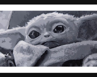 Baby Yoda Acrylic Painting PRINT