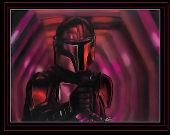 The Prisoner- Mandalorian colored pencil artwork print
