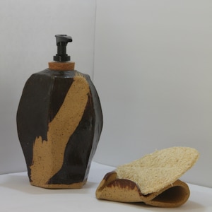 Ceramic Soap/lotion dispensers, soap/sponge dish handcrafted