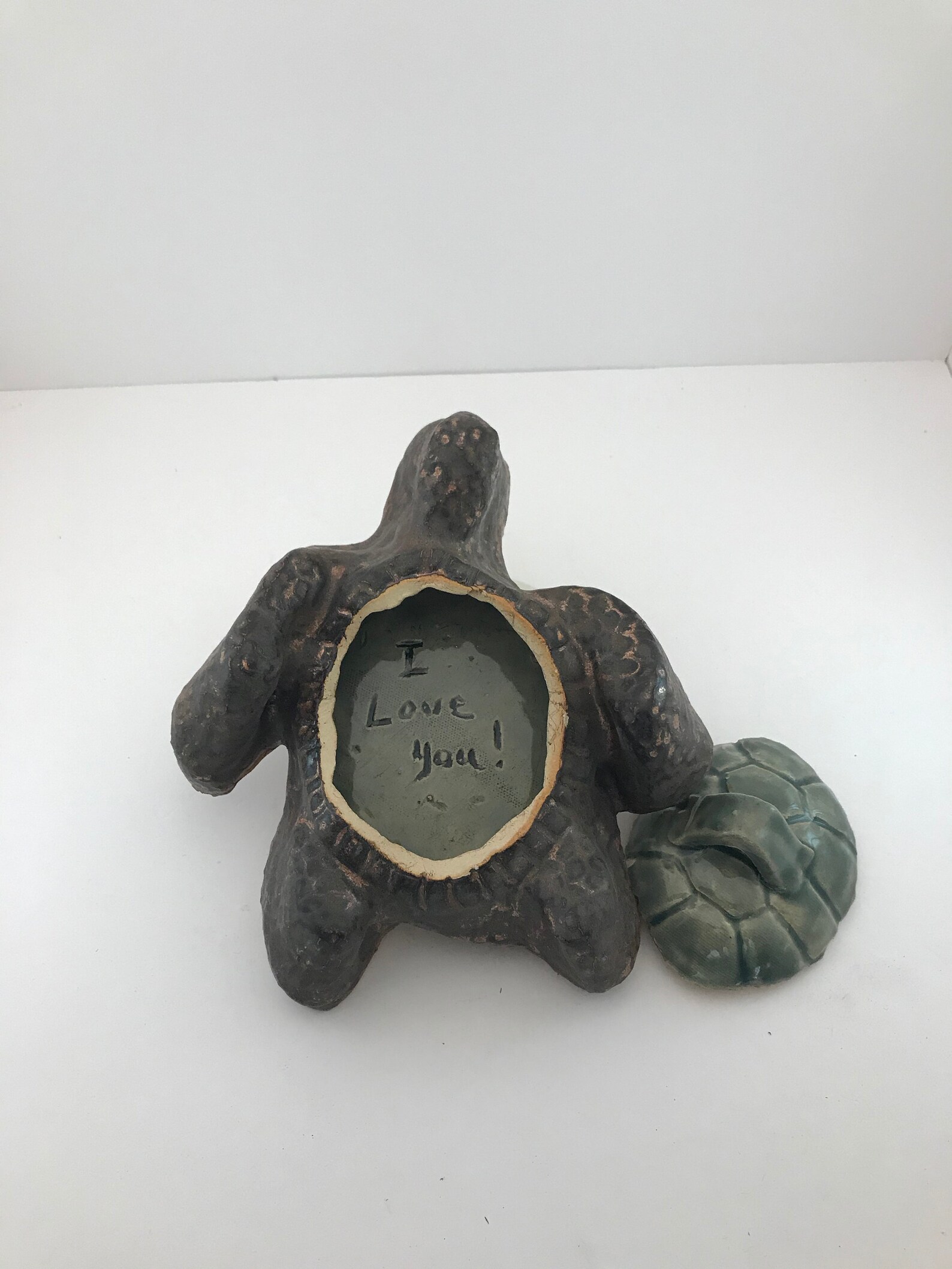 Turtle Container Ceramic Bronze/Green lid Etsy