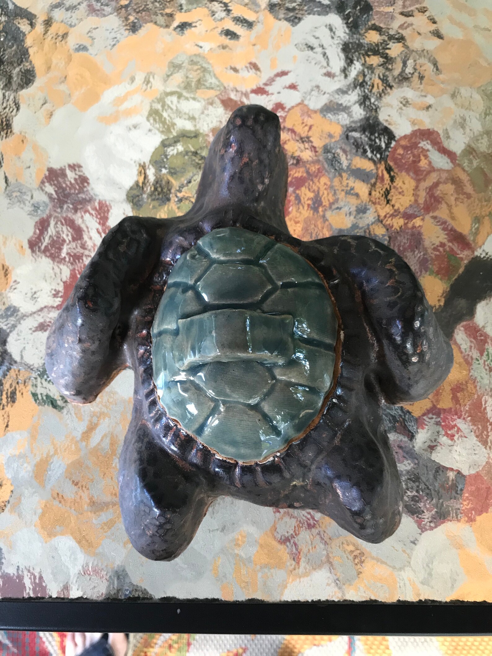 Turtle Container Ceramic Bronze/Green lid Etsy