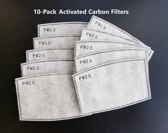 10ct PM2.5 ACTIVATED CARBON REPLACEMENT Filters For Face Mask 10 Filters