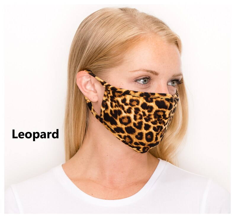 LEOPARD PRINTS Washable Stretch Cotton-Lined Face Mask, Double Layer & Filter Pocket, Great Fit, Fast Shipping, Featured in GQ.com Leopard