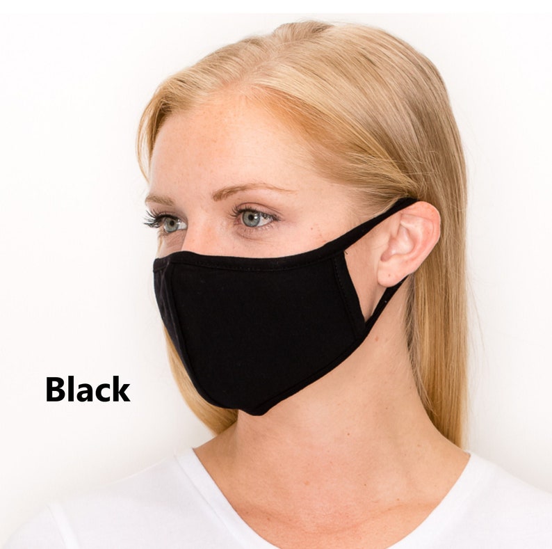 BLACK Washable Reusable Stretch Cotton-Lined Face Mask, Double Layer, & Filter Pocket, Great Fit, Made in USA, Fast Shipping 