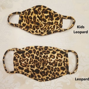 LEOPARD PRINTS Washable Stretch Cotton-Lined Face Mask, Double Layer & Filter Pocket, Great Fit, Fast Shipping, Featured in GQ.com Leopard KIDS