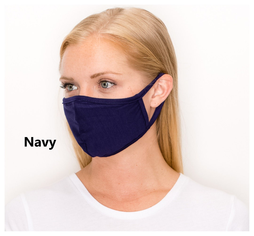 NAVY BLUE Washable Stretch Face Mask, Double Layer