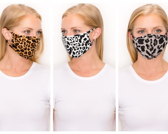 LEOPARD PRINTS Máscara facial lavable forrada de algodón elástico, bolsillo de doble capa y filtro, gran ajuste, envío rápido, presentado en GQ.com