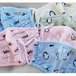 TODDLER FACE MASKS, Washable, Soft  2 or 3-Layer Cotton, Adjustable Ear Loops, Fast Shipping