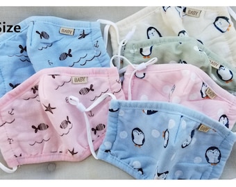 TODDLER FACE MASKS, Washable, Soft  2 or 3-Layer Cotton, Adjustable Ear Loops, Fast Shipping