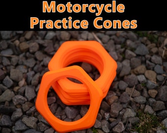 Set of 8 - Low Profile - Motorcycle Practice Safety Cone - Durable 3D Printed