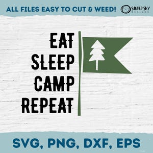 SVG "Comer, dormir, acampar", descarga digital de camisetas divertidas de camping, PNG de camping, clipart de camping para niños, vector de camping, archivo de corte Cricut