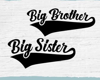 Big Brother Big Sister Baseball SVG: Matching Sibling T-shirt (Digital Download)