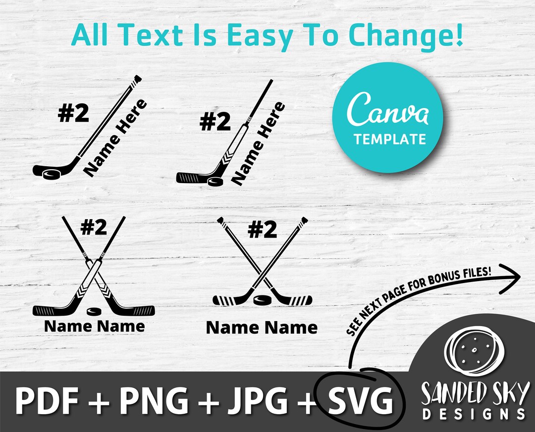 Custom Hockey Stick Goalie Stick Canva Template, Hockey Gift SVG ...