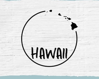 Hawaii SVG, Hawaiian Summer Clipart, Hawaii Island Silhouette, Beach Vacation Tropical  SVG, Cricut Cut Files, Digital Download