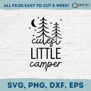 El SVG de campista más lindo, regalo de baby shower, SVG de camping con árboles, regalo de mono de camping, mono de camping para niños pequeños