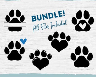 Dog Paw Print SVG Bundle: Puppy Clipart, Cricut Cut File (Digital Download)