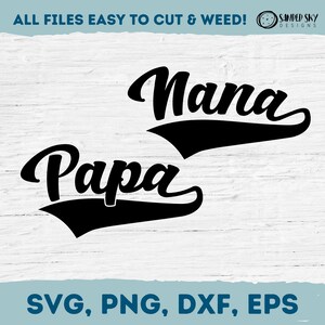 Nana & Papa SVG, Camiseta combinando com a vovó e o vovô, Camisa com tema de beisebol, Anúncio de bebê, Anúncio de gravidez, Download digital, PNG