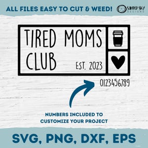Mães Cansadas Clipart SVG, Presente Personalizado Para Mãe, Presente De Dia Das Mães, Moletom Cool Moms Club, Nova Mãe, Copo De Mãe, Download Digital