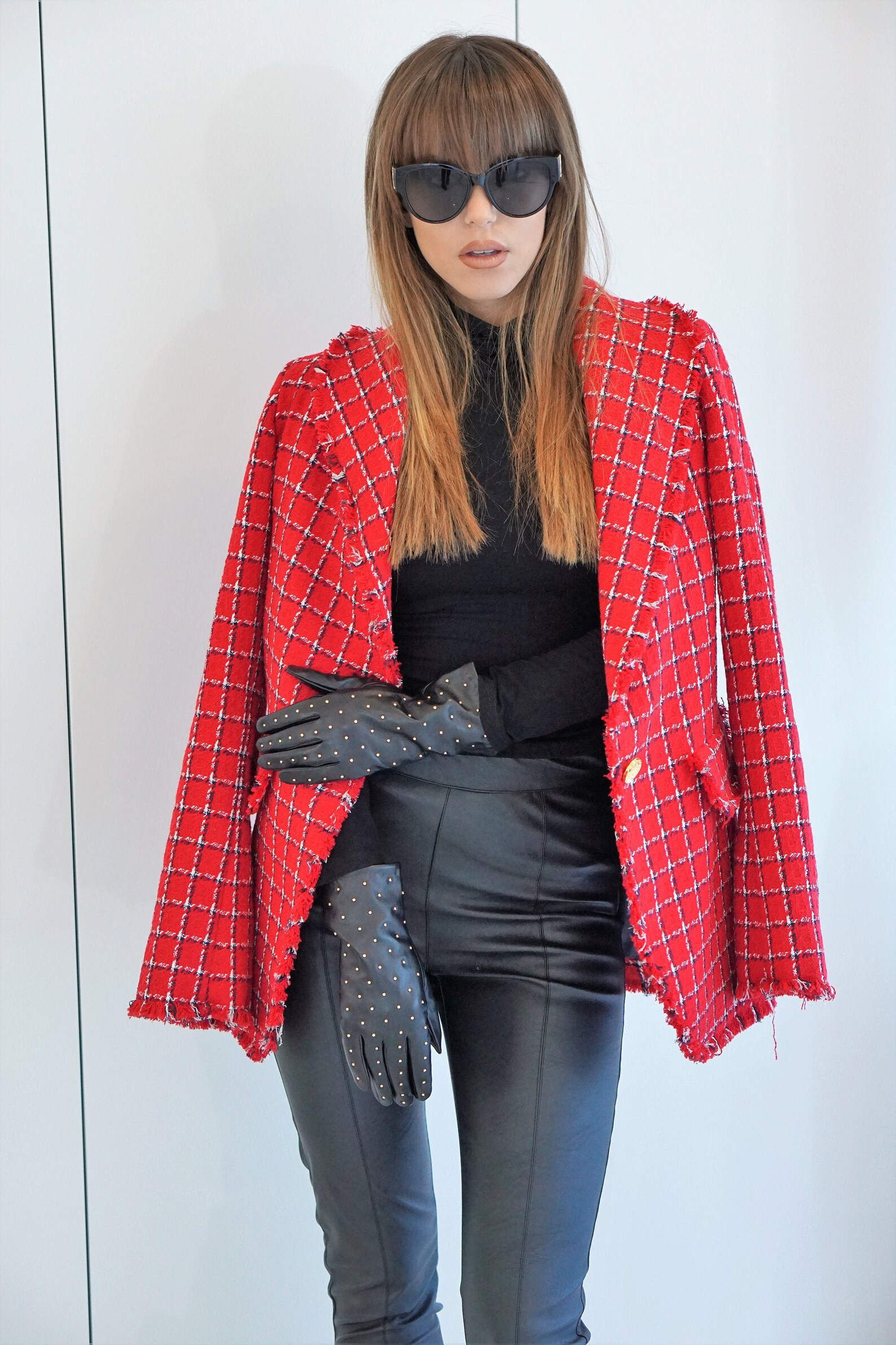 Women Christmas Red Plaid Blazer Plus Size Clothing Plaid Etsy