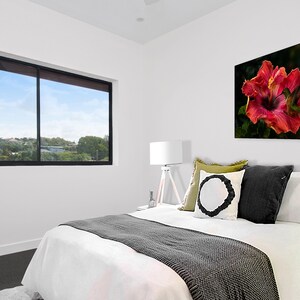 Misty Sunrise Hibiscus and Rufous Hummingbird - Metal Art